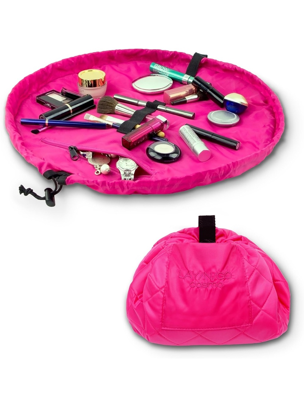 Pink Lay-n-Go Cosmetic Travel Bag | Makeup Organizer